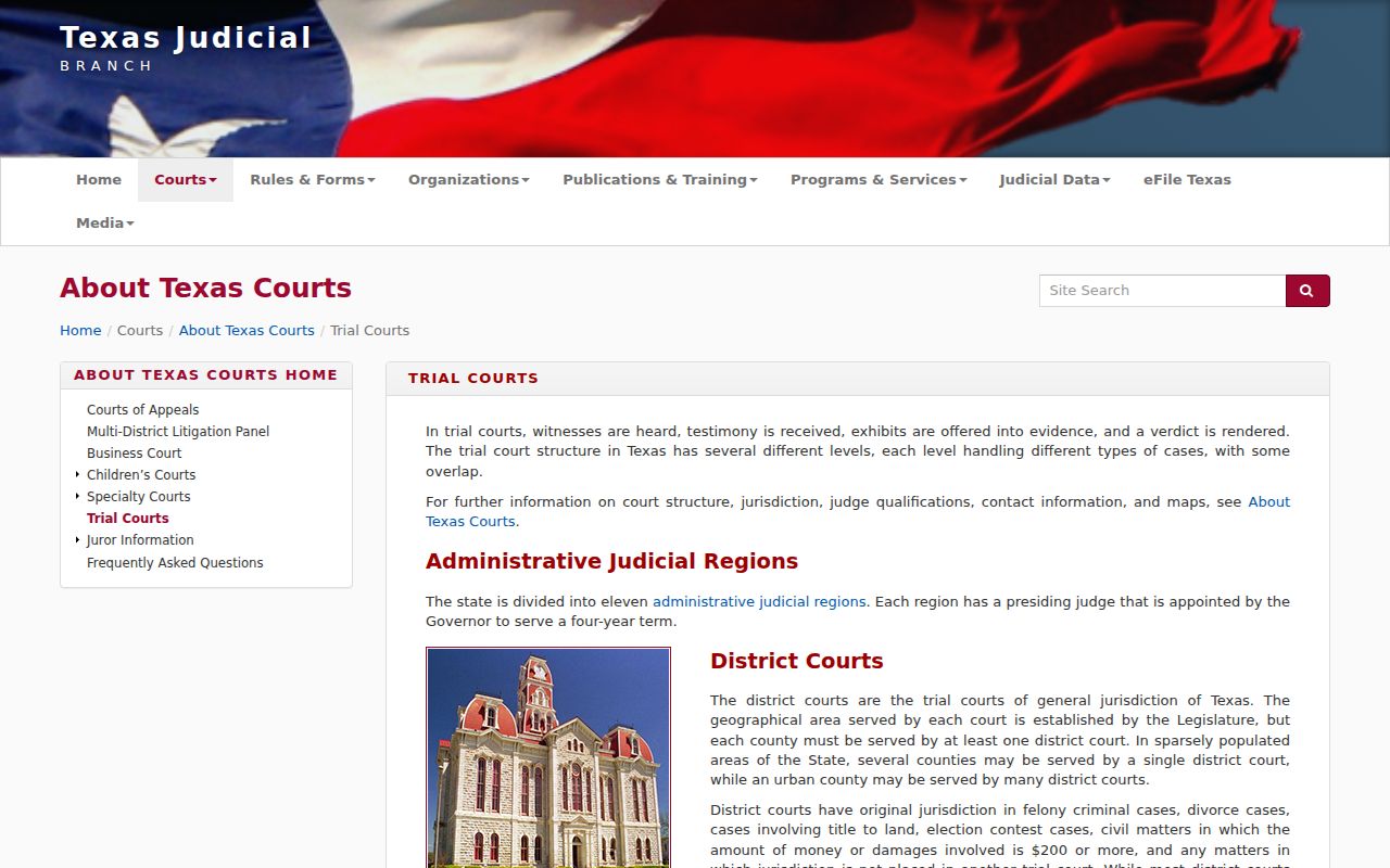 Texas trial court overview for Leon County routing